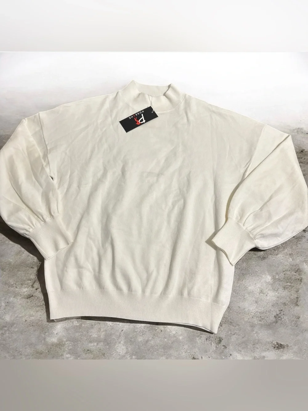 NWT Possehe Off-White Mock Neck Pullover Sweater Oversized Women's Size XL